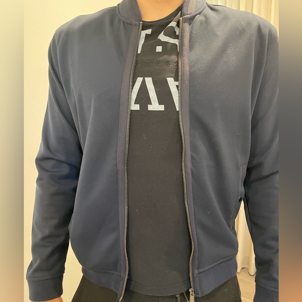 Reserved Mens Knit Jacket with stylish trims and tapes in dark navy color